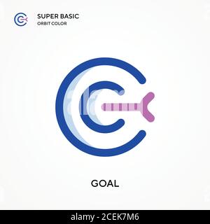 Goal super basic orbit color vector icon. Illustration symbol design template for web mobile UI element. Perfect color modern pictogram on editable st Stock Vector