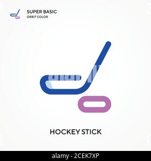 Hockey stick super basic orbit color vector icon. Illustration symbol design template for web mobile UI element. Perfect color modern pictogram on edi Stock Vector