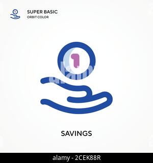 Savings super basic orbit color vector icon. Illustration symbol design template for web mobile UI element. Perfect color modern pictogram on editable Stock Vector