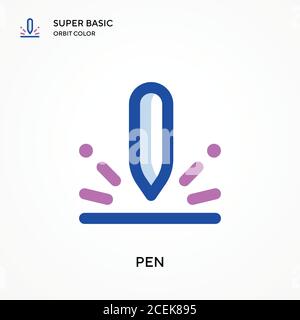 Pen super basic orbit color vector icon. Illustration symbol design template for web mobile UI element. Perfect color modern pictogram on editable str Stock Vector