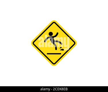 Warning sign with caution on wet floors. Vector on isolated white background. EPS 10 Stock Vector