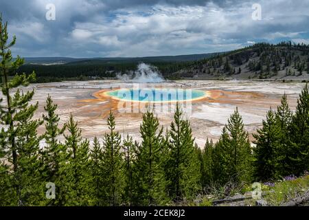 Grand Prismatic Spring in Yellowstone Park Stock Photo
