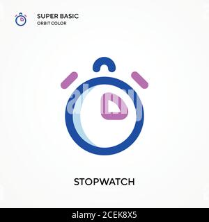 Stopwatch super basic orbit color vector icon. Illustration symbol design template for web mobile UI element. Perfect color modern pictogram on editab Stock Vector