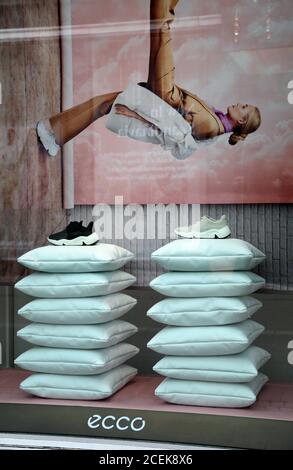Window display at the ECCO footwear store at Stroget in Copenhagen Stock Photo