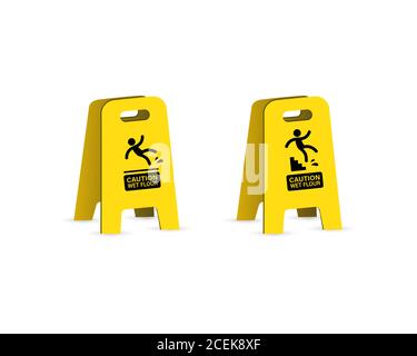 Slippery wet floor warning sign. Falling danger icon. Vector on isolated white background. EPS 10 Stock Vector