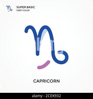 Capricorn super basic orbit color vector icon. Illustration symbol design template for web mobile UI element. Perfect color modern pictogram on editab Stock Vector