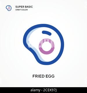 Fried egg super basic orbit color vector icon. Illustration symbol design template for web mobile UI element. Perfect color modern pictogram on editab Stock Vector