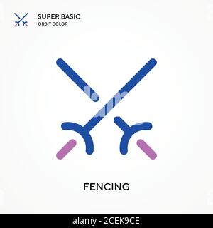 Fencing super basic orbit color vector icon. Illustration symbol design template for web mobile UI element. Perfect color modern pictogram on editable Stock Vector