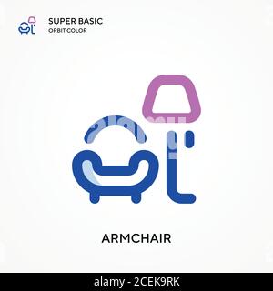 Armchair super basic orbit color vector icon. Illustration symbol design template for web mobile UI element. Perfect color modern pictogram on editabl Stock Vector