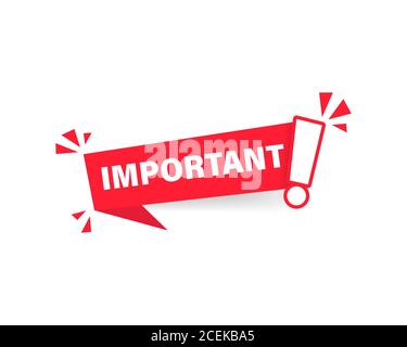 Important notice icon for attention message banner for marketing with exclamation mark for business signboard. Caution information warning mark Stock Vector