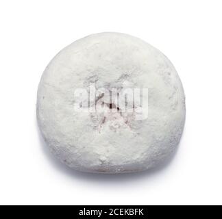 Powdered Doughnut Top View Isolated on White. Stock Photo