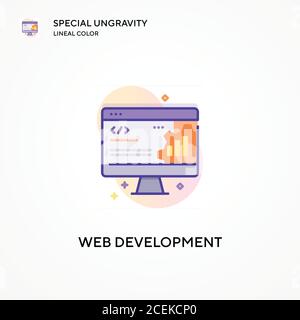 Web development special ungravity lineal color icon. Modern vector illustration concepts. Easy to edit and customize. Stock Vector