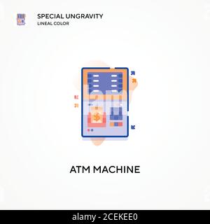 Atm machine special ungravity lineal color icon. Modern vector illustration concepts. Easy to edit and customize. Stock Vector