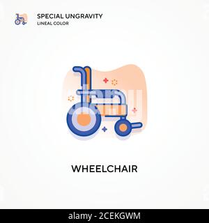 Wheelchair special ungravity lineal color icon. Modern vector illustration concepts. Easy to edit and customize. Stock Vector