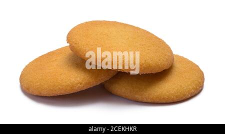 Stack of Vanilla Wafer Cookies Isolated on White. Stock Photo