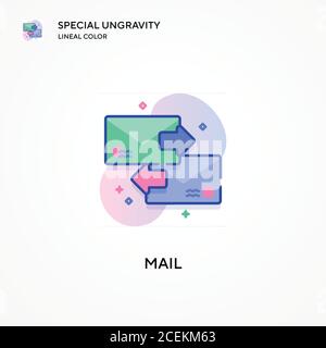 Mail special ungravity lineal color icon. Modern vector illustration concepts. Easy to edit and customize. Stock Vector