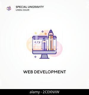 Web development special ungravity lineal color icon. Modern vector illustration concepts. Easy to edit and customize. Stock Vector