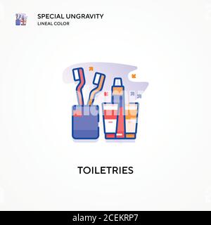 Toiletries special ungravity lineal color icon. Modern vector illustration concepts. Easy to edit and customize. Stock Vector