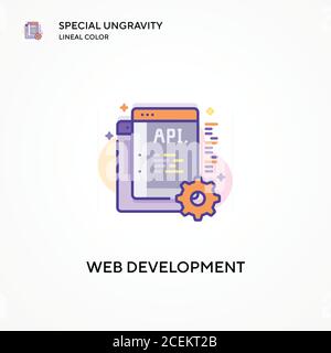 Web development special ungravity lineal color icon. Modern vector illustration concepts. Easy to edit and customize. Stock Vector
