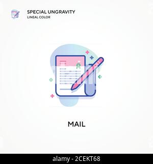 Mail special ungravity lineal color icon. Modern vector illustration concepts. Easy to edit and customize. Stock Vector