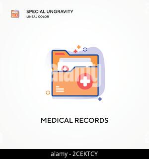 Medical records special ungravity lineal color icon. Modern vector illustration concepts. Easy to edit and customize. Stock Vector