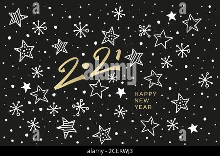 2021 design template for new year greeting. Brush and ink lettering. Stock Vector