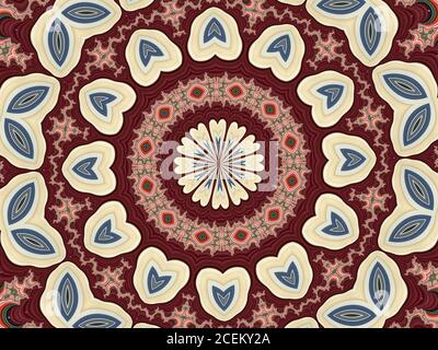 Kaleidoscope illustration in brown with interesting shapes and patterns Stock Photo
