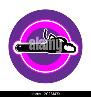black chainsaw icon silhouette on white isolated background. Vector image Stock Vector