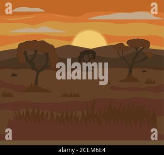 Illustration vector design of Africa landscape background Stock Vector