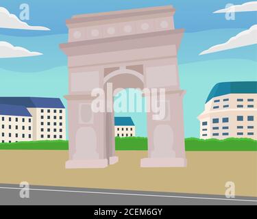 Illustration vector design of cityscape of arc de triomphe Stock Vector