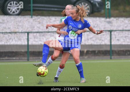 Heverlee, Belgium. 30th Aug, 2020. OHL's defender Sari Kees (2) and Gent's forward Lobke Loonen (17) pictured during a female soccer game between Oud Heverlee Leuven and AA Gent Ladies on the first matchday of the 2020 - 2021 season of Belgian Women's SuperLeague, sunday 30 of August 2020 in Heverlee, Belgium . PHOTO SPORTPIX.BE | SPP | STIJN AUDOOREN Stijn Audooren | Sportpix.be | S Credit: SPP Sport Press Photo. /Alamy Live News Stock Photo