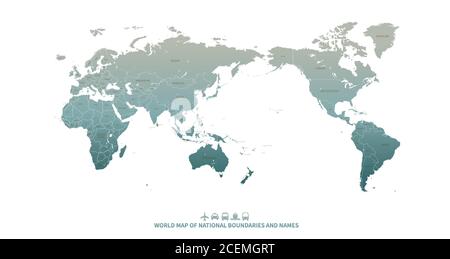 world map. detailed world countries map vector for infographic background. Stock Vector