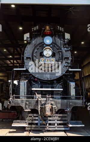 The former Nickel Plate Road's steam locomotive number 765 sits in the Fort Wayne Railroad Historical Society's workshop in New Haven, Indiana, USA. Stock Photo