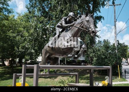 Statue of Ian Millar and Big Ben in Perth Ontario Stock Photo