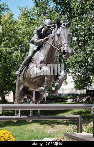 Statue of Ian Millar and Big Ben in Perth Ontario Stock Photo