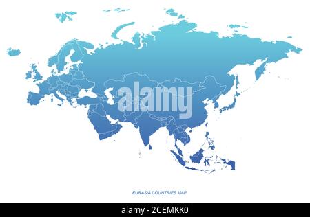 Eurasia Countries Vector map. europe and asia continental map. Stock Vector