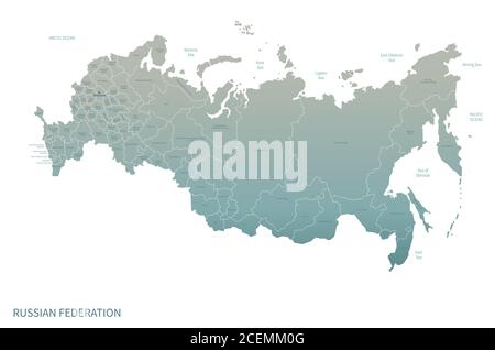 Russia Map. Detail Map Vector with National Capital Plots Stock Vector