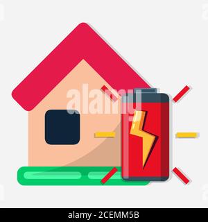 smart home with solar battery concept symbol vector illustration Stock Vector