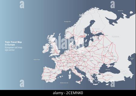 European countries and railway system infographic Stock Vector