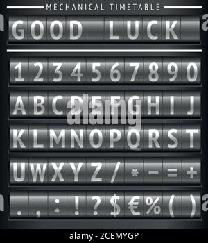 Set of letters on a mechanical timetable Stock Vector