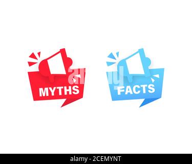 Myths and facts banners. Signs for true or false facts. Vector on isolated white background. EPS 10 Stock Vector