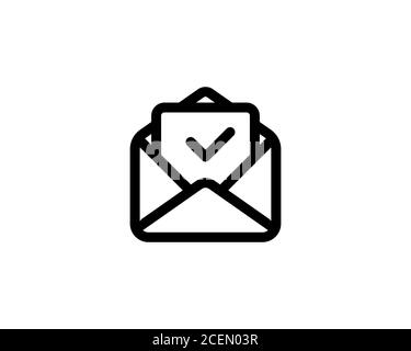 Letter approved line icon. Envelope with paper sheet with check mark. Envelope with confirmed document. Vector on isolated white background. EPS 10 Stock Vector