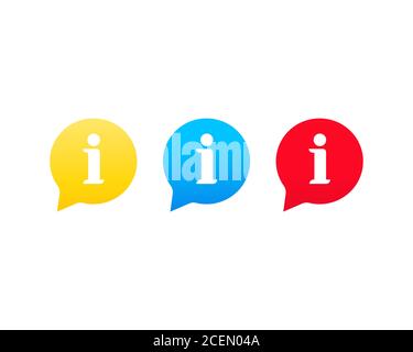 Information bubble speech icon set. Help sign. Caution notice warning message, danger important notification symbol, attention alert icon. Vector on Stock Vector