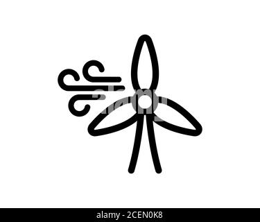 Wind turbine line icon. Windmill silhouette. Wind power. Vector on isolated white background. EPS 10. Stock Vector