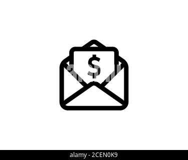 Envelopes with dollar check. Business line icon. Letter with financial payment sign. Vector on isolated white background. EPS 10 Stock Vector