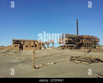 Santa Laura refinery in the abandoned Humberstone saltpeter works Stock Photo