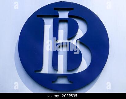 Jakarta, Indonesia - July 10, 2019: Logo of Bank Indonesia, the central bank of the Republic of Indonesia at Jl. MH Thamrin, Central Jakarta. Stock Photo