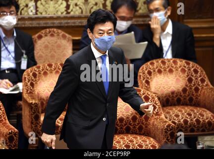 Tokyo, Japan. 2nd Sep, 2020. Japanese Fiscal Policy Minister Yasutoshi Nishimura arrives at Lower House's budget committee session at the National Diet in Tokyo on Wednesday, september 2, 2020. Credit: Yoshio Tsunoda/AFLO/Alamy Live News Stock Photo
