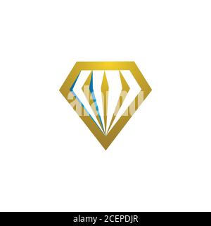 Diamond icon symbol with color gold on the white background. Flat design diamond icon symbol. Vector illustration EPS.8 EPS.10 Stock Vector