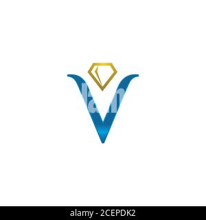 V letter symbol design template with abstract diamond symbol. Flat design letter V. Vector illustration EPS.8 EPS.10 Stock Vector